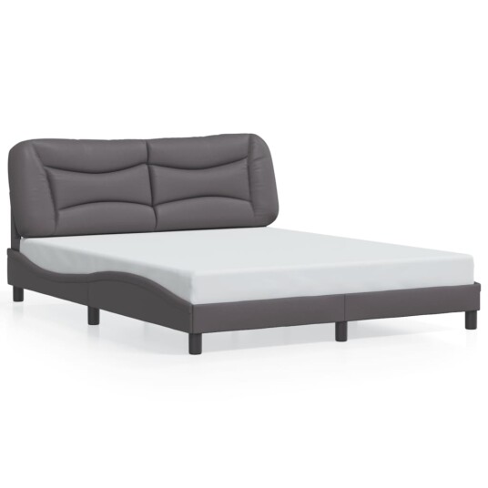 Sengeramme med LED-lys grå 160x200 cm kunstig lær 8721012356597