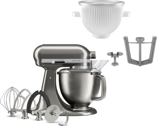 Kitchenaid Artisan Plus kjøkkenmaskin med iskremtilbehør medallion silver