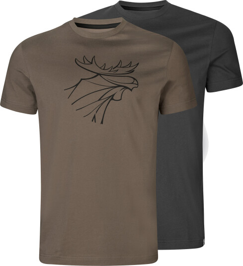 Härkila Men's Graphic T-Shirt 2-Pack Brown Granite/Phantom M, Brown Granite/Phantom