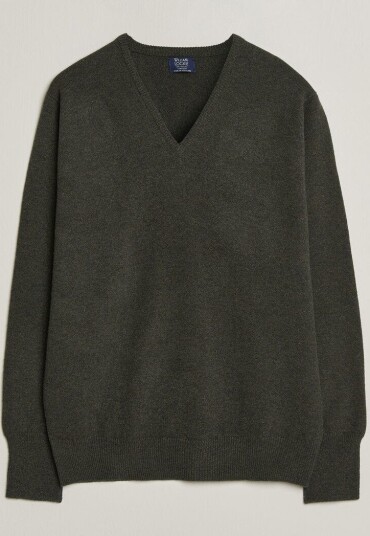 William Lockie Rob Lambswool V Neck Seaweed