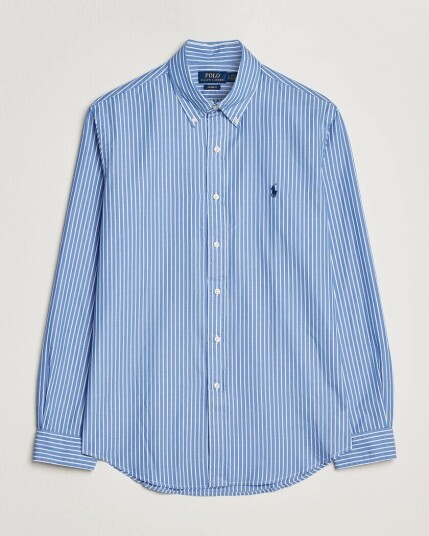 Polo Ralph Lauren Custom Fit Poplin Striped Shirt Medium Blue