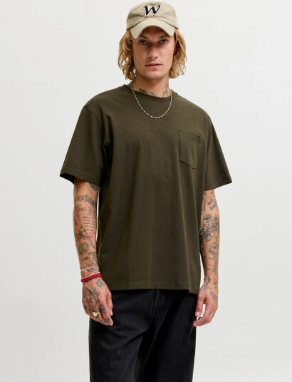 Jack & Jones Jjedover Slub Tee Ss Noos Khaki green XXL