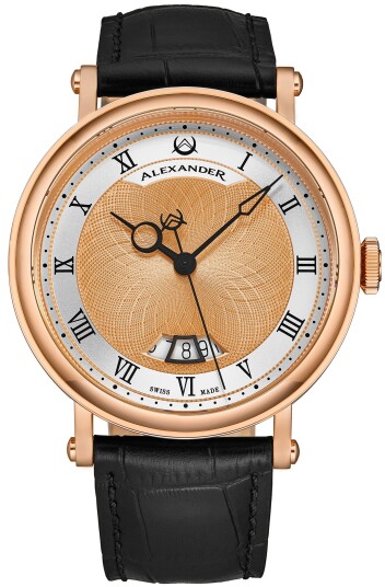 Alexander Herreklokke A153 05 Classic Rosegullfarget/Lær Ø43 mm Alexander Herreklokke A153 05 Classic Rosegullfarget/Lær Ø43 mm