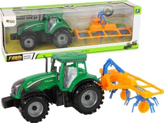 Leantoys Green Tractor Rake Friction Drive Leantoys Green Tractor Rake Friction Drive