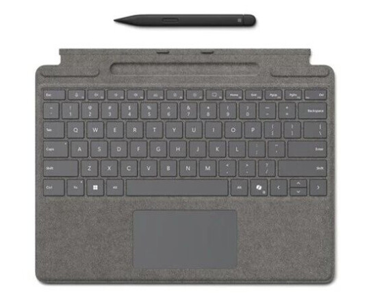Microsoft Surface Pro Keyboard for Business - keyboard - with pen storage - with touchpad accelerometer - QWERTY - Italian - platinum - with Slim Pen Input Device - Tastatur - Italiensk - Gr