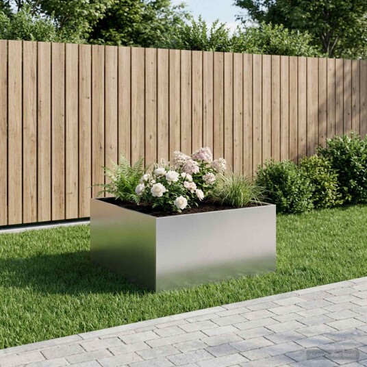 vidaXL Hageblomsterpotte Sølv 100 x 100 x 40 cm Rustfritt stål