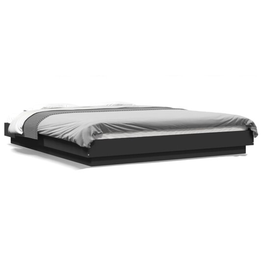  Sengeramme med LED-lys svart 150x200 cm konstruert tre 8721102617300