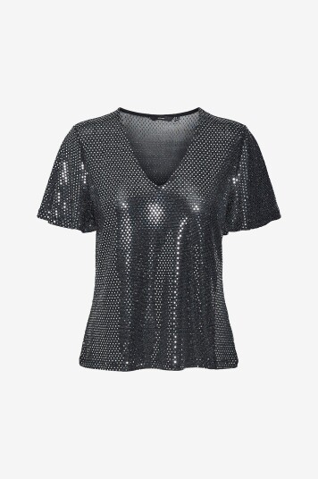 Vero Moda - Topp vmEvaline SS V-neck Top Jrs GA - Svart
