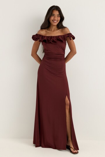 Bubbleroom Occasion Flounce Neckline Soft Gown