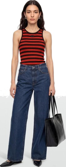 Ganni Stripe Top Black S