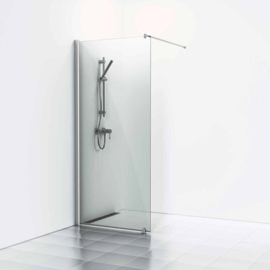 Svedbergs Skoga Dusjvegg Rett (Walk-in) Matt Aluminium / 87cm Røkfarget Glass