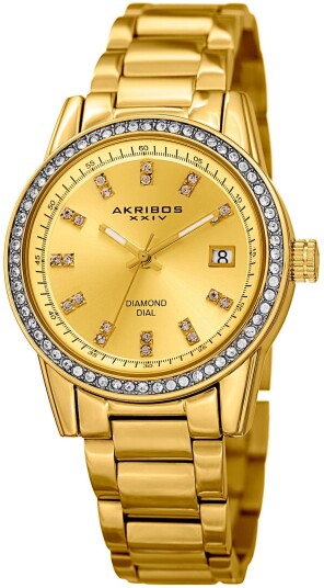 Akribos XXIV Dameklokke AK928YG Gull/Gulltonet stål Ø36 mm