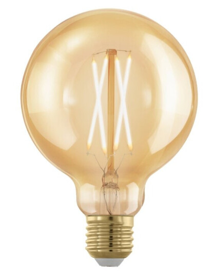 Eglo Led-Filamentlyspære Form: G95 E27 4 W Ekvivalent 28 Varmt Hvitt Lys 1700 K Ravgul