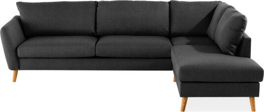 Trend 4 seters Høyrevendt L formet Sjeselongsofa i Stoff Svart