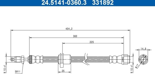 ATE 24.5141 0360.3 Bremseslange