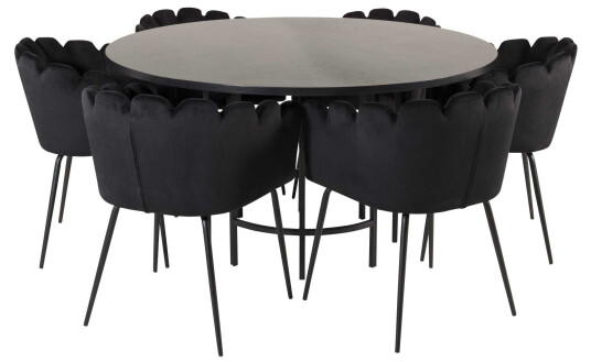 Venture Design Copenhagen & Limhamn spisegruppe Svart/svart 6 st stoler & bord 140 cm