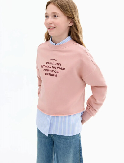 Mango Printed Message Sweatshirt - Pink - 5-6