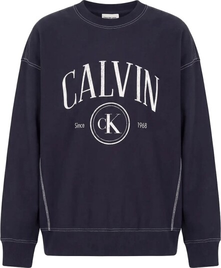 Calvin Klein Jeans Ls Prem Terry Contrast Stitch Cn Navy XS