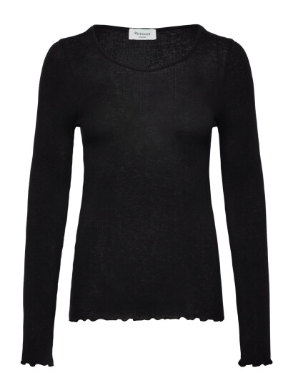 Rosemunde Rwburlington Wool Ls O-Neck T-Shirt - Black - S