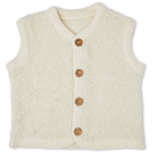 Smallstuff Off White Vest Bouclé Merinoull Med Knapper 80-86 Smallstuff Off White Vest Bouclé Merinoull Med Knapper 80-86