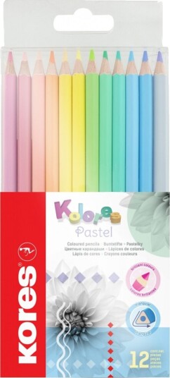 Kores Trekantede Fargeblyanter "Kolores Pastel" 12 Stk Kartonetuier Blytykkelse 3 Mm Sterkt Pigmentert 1 Stk Bb93311