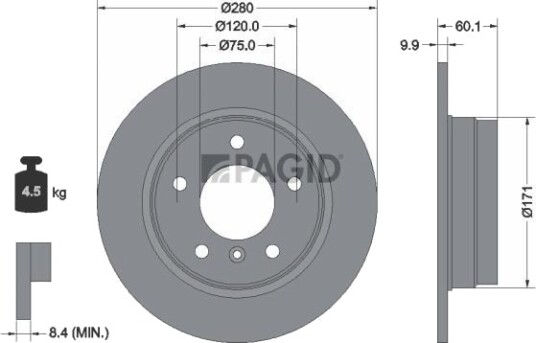 PAGID 50413NC Bremseskive PAGID 50413NC Bremseskive