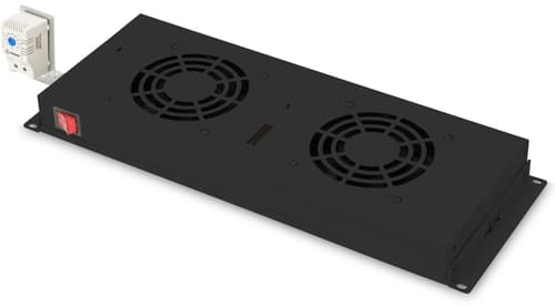 Digitus Rackviftepanel med Termostat 2 Vifter 19" Sort