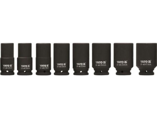 Yato 3/8" Slagstøtter Sett 8 Stk (22-41 mm) - Robust Stålplatekasse
