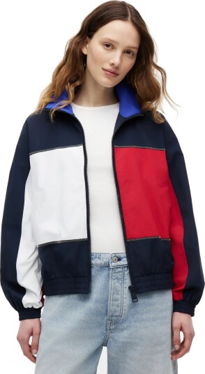 Tommy Jeans Tjw Flag High Neck Jacket   Navy   L