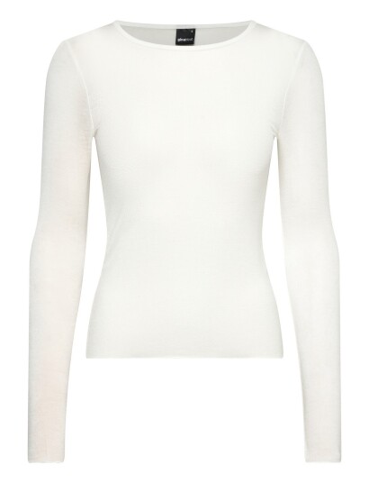 Gina Tricot Sheer Long Sleeve Top   White   XL