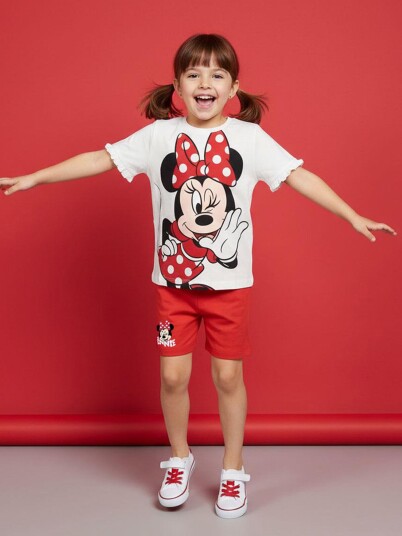 Disney Minni Mus T skjorte & Shorts Sett Hvit 116 122 Disney Minni Mus T skjorte & Shorts Sett Hvit 116 122