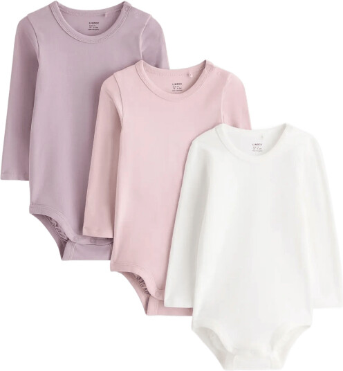 Lindex 3 Pack Bodysuits Purple 80