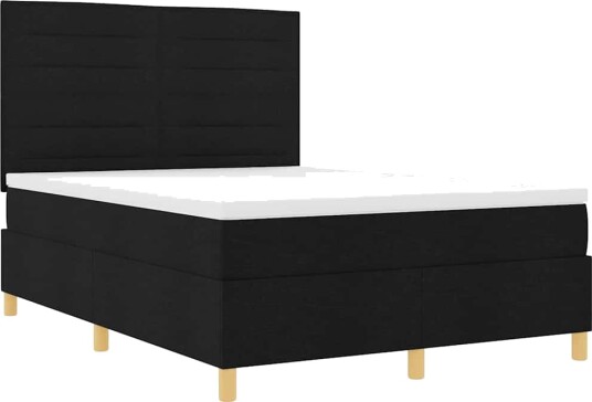 Box Spring Seng med Madrass Svart 140x200 cm Stoff Box Spring Seng med Madrass Svart 140x200 cm Stoff