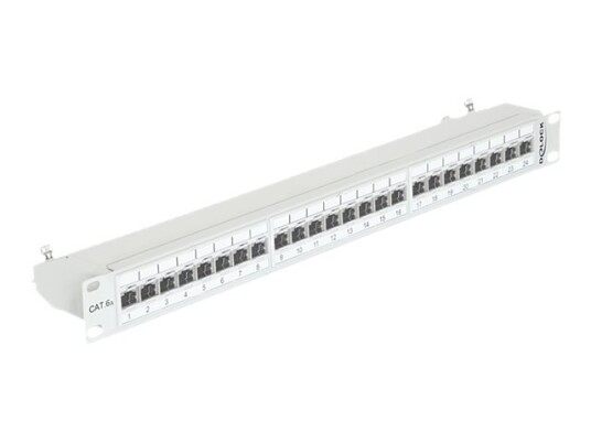 Delock Koblingspanel Cat 6A Rj-45 X 24 Lysegrå Ral 7035 1U 19"