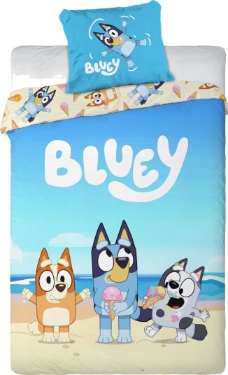 Licens Bluey sengetøy 100% bomull Junior sengetøy 100x140 cm På stranden