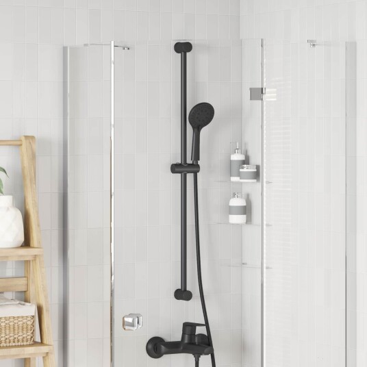 vidaXL Dusjhodeholder Svart 101 cm Rustfritt stål