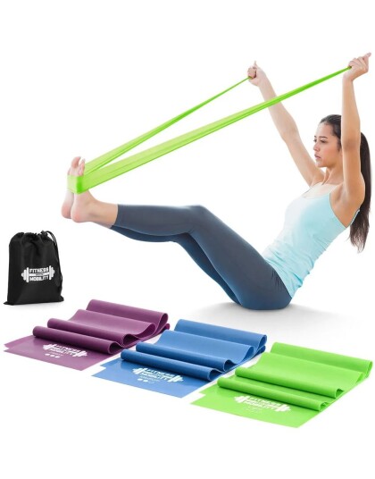 Gifts Tomorrow Gifts Tomorrow 3 stk Forskjellig Fargede Fitness Mobility Latex Treningsbånd i Nylonbag 