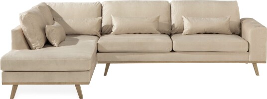 Copenhagen 4 seters Venstrevendt L formet Sjeselongsofa i Fløyel Beige