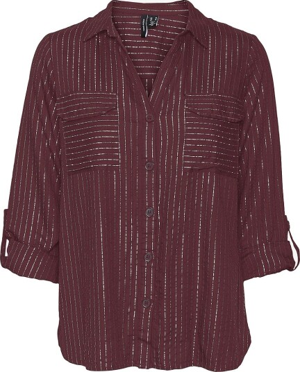 Vero Moda Curve Bluse vmcBumpy LS Glitter Shirt Wvn GA CU Rød