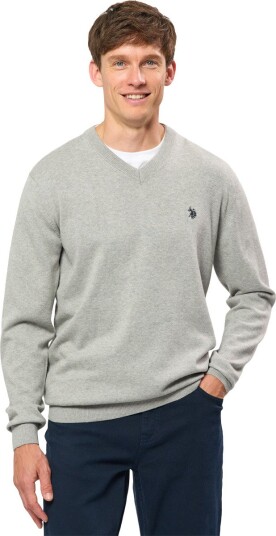 U.S. Polo Assn. Uspa V Neck Knit Cosmo Men   GREY MELANGE   XL