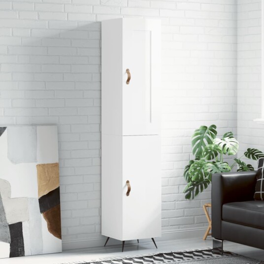 vidaXL Highboard høyglans hvit 34,5x34x180 cm konstruert tre 8720845495299