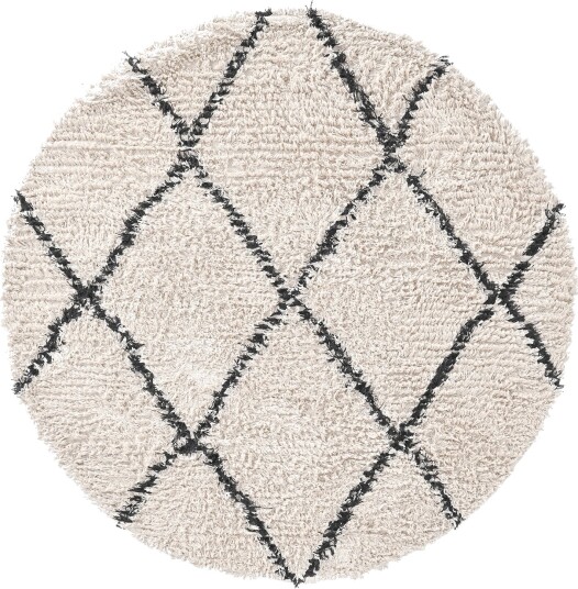 Rundt teppe Alcott Natural Cotton Shaggy svart/hvitt Størrelse: Ø 200 cm