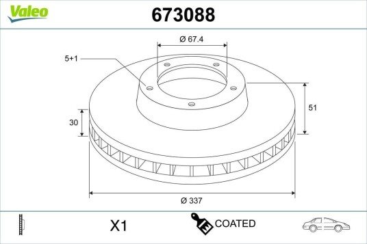 Bremseskive VALEO 673088