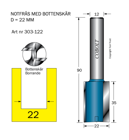 Cobolt 303-122 Sporfres D=22 L=35 TL=90 S=12 Maskintilbehør & forbruk