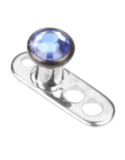 Utgått Shiny Blue Stone Dermal Anchor Strl 1.6 x 2 mm med 3 mm kule