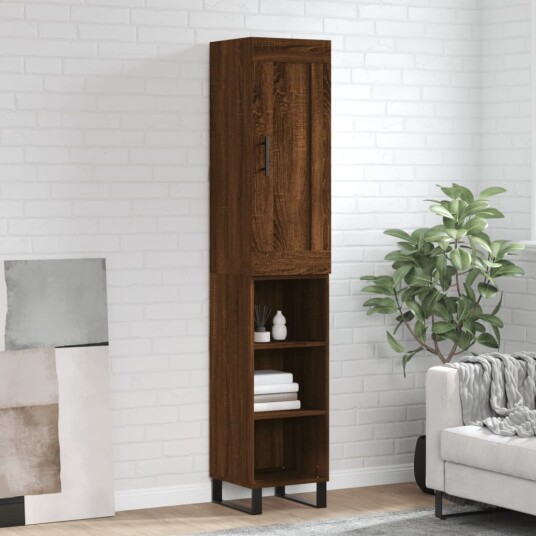 vidaXL Highboard brun eik 34,5x34x180 cm konstruert tre 8720845497743