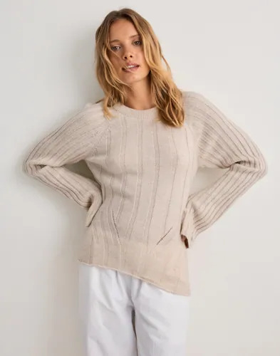 Vero Moda Beige Vmwren Ls Tie Pullover Knit Exp
