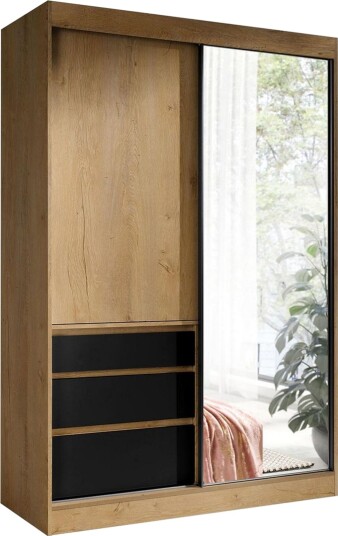 Abricot Garderobe med Speil 140x216x65 cm Svart