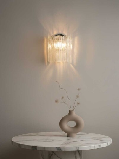 Murano Vegglampe 5 rør Gjennomsiktig Krom blank Murano Vegglampe 5 rør Gjennomsiktig Krom blank