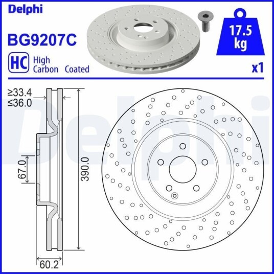 DELPHI BG9207C Bremseskive